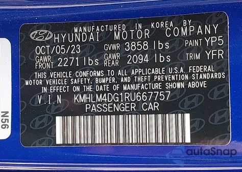 2024 Hyundai Elantra Sel z USA, uszkodzony, nr VIN KMHLM4DG1RU667757